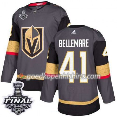 Vegas Golden Knights Bellemare 41 2018 Stanley Cup Final Patch Adidas Grijs Authentic Shirt - Mannen